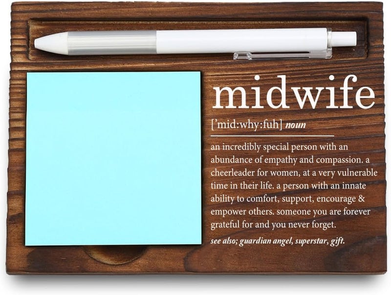 VYNWPDFLI Midwife Appreciation Gift, Elegant and Practical Desk Accessory, Engraved Office Decor for Midwives, Wooden Sticky Note Holder,LQQ61 - Image 1